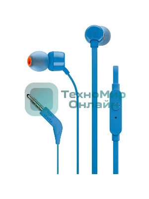 Проводные наушники JBL Tune 110 синий, внутриканальные, Jack 3.5 мм