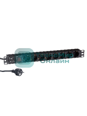 Блок розеток горизонтальный ExeGate ServerPro PDU-19H803 Al-8S-EU2-SW, 19