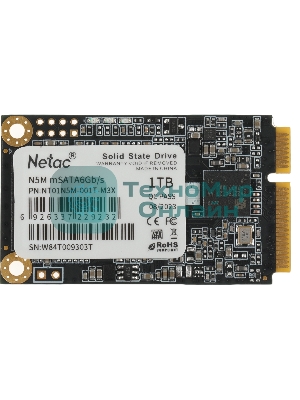 Накопитель SSD Netac N5M, 1000Gb, mSATA, R/W 560/520