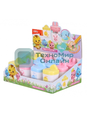 Точилка для карандашей ручная Deli ER01300, 1 отверстие, пластик, ассорти, дисплей