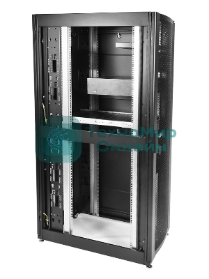 Шкаф серверный ПРОФ напольный 48U (600x1000) дверь перфор., задние двойные перфор., черный, в сборе (ШТК-СП-48.6.10-48АА-9005) (1 коробка)