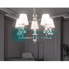 Люстра Ambrella light LH71001/5 BN/WH никель/белый E14*5 max 40W D670*1130