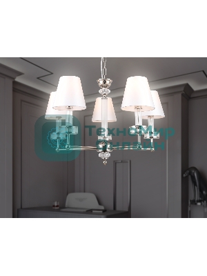 Люстра Ambrella light LH71001/5 BN/WH никель/белый E14*5 max 40W D670*1130