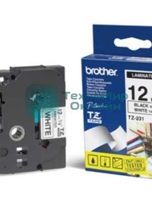 Картридж ленточный Brother TZE231 (12 мм черн/бел, аналог TZ-231)