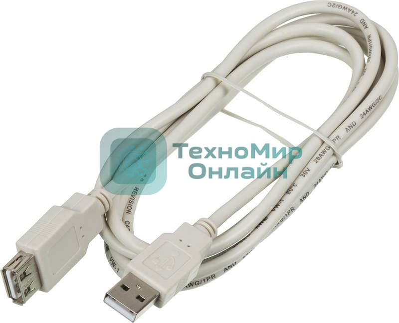 Кабель-удлинитель USB2.0 Ningbo USB A (m)/USB A (f) 1.8м (USB2.0-AM-AF-BR)