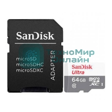 Флеш карта microSD 64GB SanDisk microSDXC Class 10 Ultra (SD адаптер) UHS-I 100MB/s