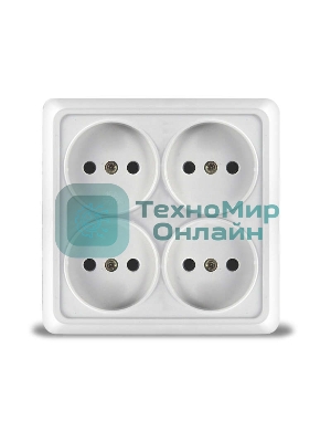Розетка 4-м ОП Олимп без заземл. квадрат белый UNIVersal 1164