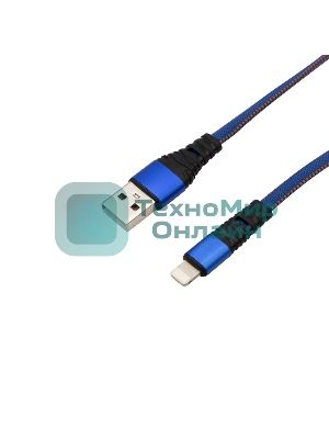 Кабель Rexant USB-Lightning 2.4 A, 1 м, синяя нейлоновая оплетка