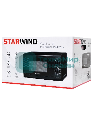 Микроволновая печь Starwind SWM5720 черный, 20 л, 700 Вт, переключатели - поворотный механизм