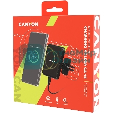 Универсальный магнитный автомобильный держатель с беспроводной зарядкой Car holder and wireless charger MegaFix, C-15, 15W, Input: USB-C: 5V/2A, 9V/3A; Output: 5W, 7.5W, 10W, 15W;89*65*12mm,0.195kg,black