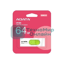 Флешка USB ADATA UV320 (AUV320-64G-RWHGN), 64Gb, USB 3.2 Gen1, R/W 100/30, белый/зеленый
