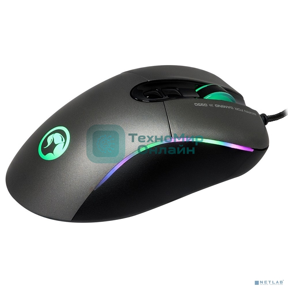 Мышь MARVO G950 Black USB Мышь игровая проводная оптическая, 4000dpi, Сенсор Avago A3050, 7 кнопок, RGB подсветка, Программируемые кнопки, Сменные боковины, USB, Кабель 1,8 м
