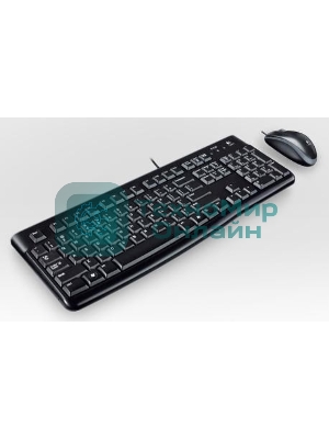 Комплект клавиатура+мышь Logitech MK120 проводной, USB, 1000 DPI, чёрный(заводская гравировка)