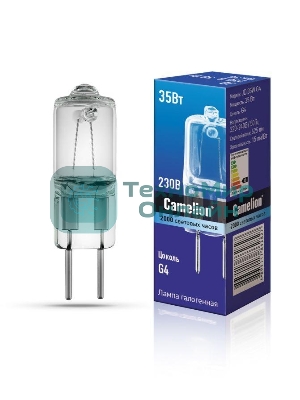 Лампа галогенная JD 35Вт капсула g4 2850К 240В Camelion 10406