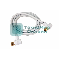 Шнур Rexant ТВ штекер - ТВ штекер, угловой, длина 1,5 м етра, белый