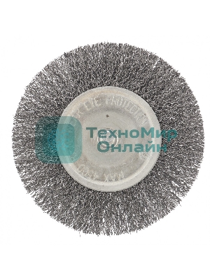 Щетка для дрели Сибртех 100 мм, плоская со шпилькой, витая проволока 0,3 мм
