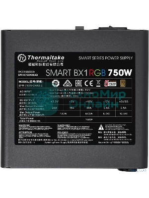 Блок питания Thermaltake Smart PS-SPR-0750NHSABE-1, 750Вт, 80 PLUS Bronze, 120мм, черный