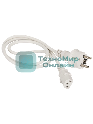 Шнур питания Lanmaster C13-Schuko прямая, 3х0.75, 220В, 10А, белый, 1.8 метра