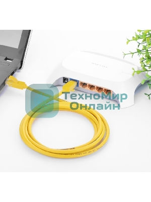 Патч-корд Greenconnect UTP прямой ethernet 0.5m cat.5е, RJ45, литой (Желтый) (GCR-LNC02-0.5m)