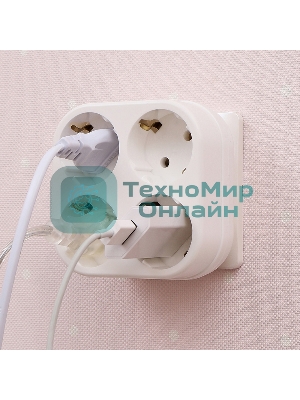 Четверник электрический Rexant 16 А с заземлением белый