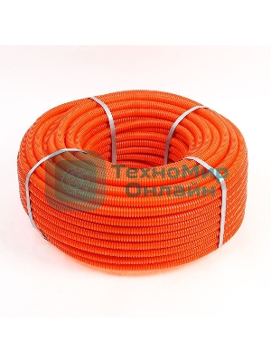 Труба гофрированная из ПНД Rexant с зондом ø 16 мм, оранжевая (100 м/уп.)