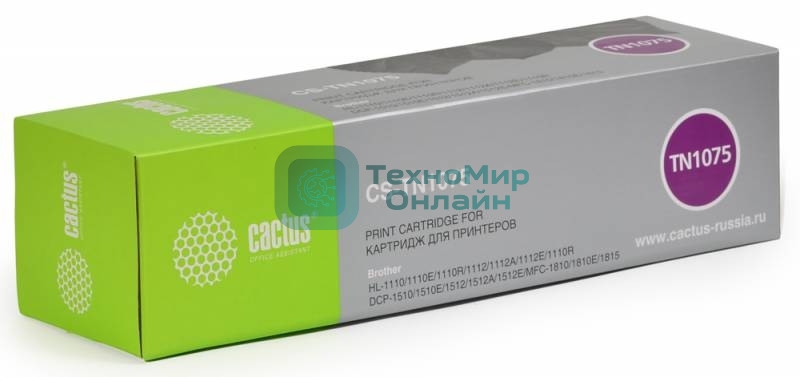 Картридж лазерный Cactus CS-TN1075 черный (1000 стр.) для Brother HL-1110/1112/1510/1512/1810/1815