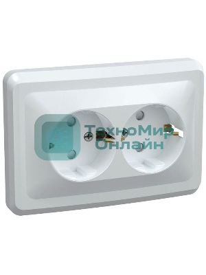 Розетка 2-м СП Вега РС12-3-ВБ с заземл. контактом без защ. штор 16А белый IEK ERV21-K01-16-DM