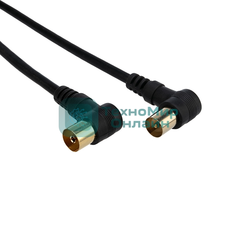 Шнур ТВ гнездо - ТВ штекер, угловой, длина 3 метра, черный Rexant