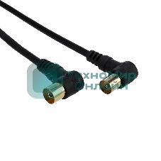 Шнур ТВ гнездо - ТВ штекер, угловой, длина 3 метра, черный Rexant