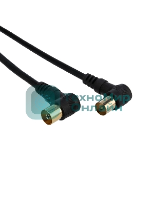 Шнур ТВ гнездо - ТВ штекер, угловой, длина 3 метра, черный Rexant