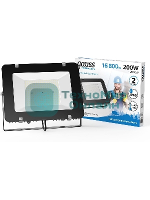 Прожектор светодиодный Gauss Elementary 200W 16800lm 6500К 200-240V IP65 черный LED 1/2