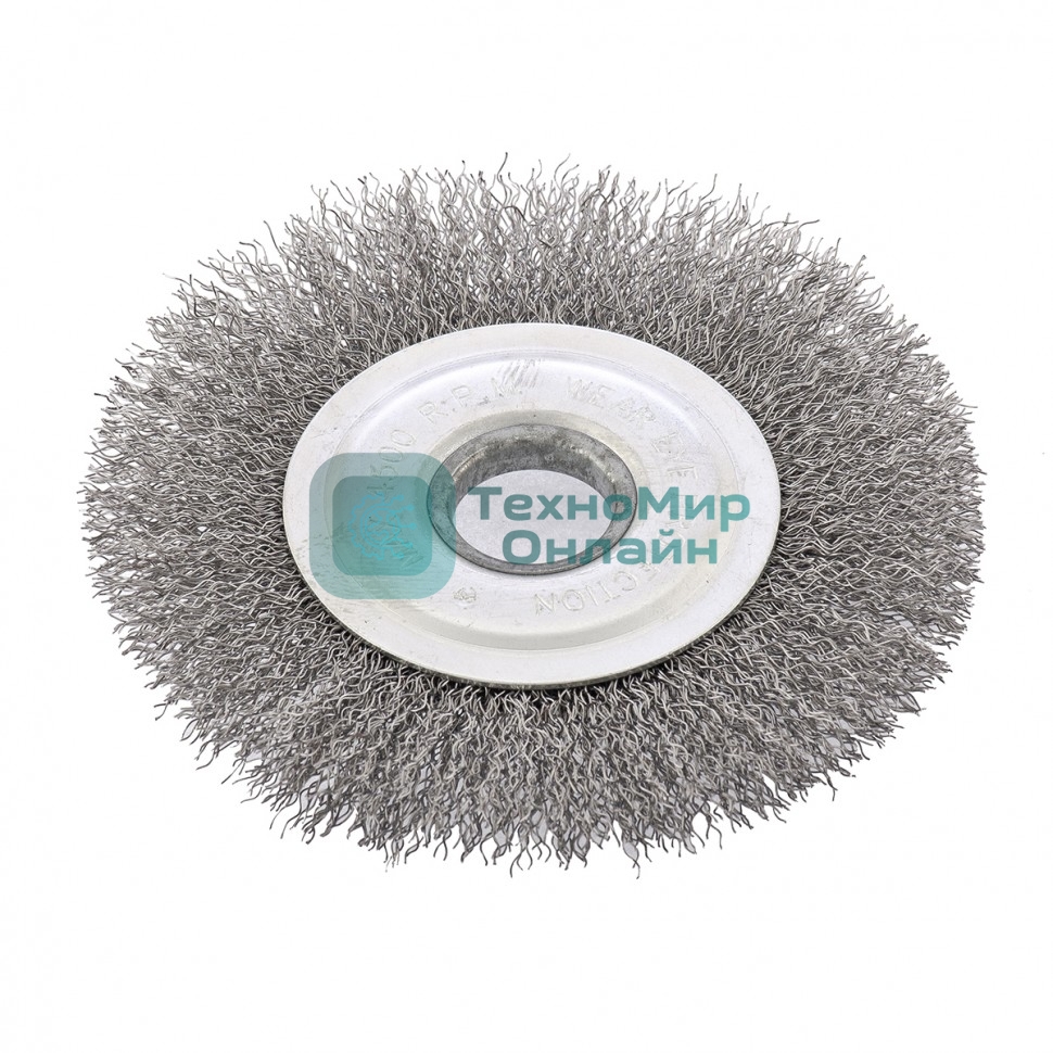 Щетка для УШМ Сибртех, 125 мм посадка 22,2 мм плоская, витая проволока 0,3 мм