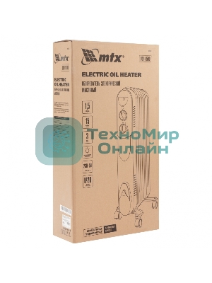 Обогреватель масляный MTX OCH-1500, белый, 1500 Вт, 15 м2, термостат