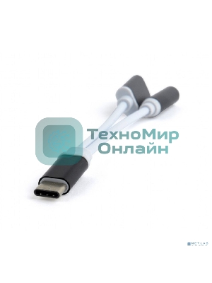 Переходник Cablexpert USB Type-C/Jack3.5 F+ Type-C F, черный, пакет (CCA-UC3.5F-02)