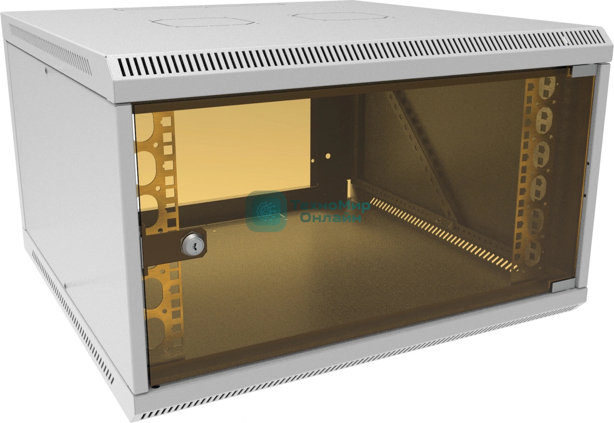 Шкаф коммутационный Suprlan (05-1066) настенный 6U 600x600 мм пер. дв. стекл направл. под закл. гайки 70 кг RAL 7035 535 мм 19.37 кг 360 мм
