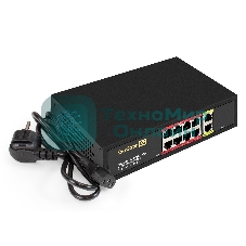 Коммутатор неуправляемый ExeGate EDGS-1010D.8PoE-120W (10-портовый гигабитный UTP 10/100/1000 Base-T: 8 портов IEEE 802.3af (PoE), мощность PoE: 15,4W, суммарно 120W, 2 порта RJ45 uplink, настенный/настольный, металлический корпус)