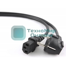 Кабель питания Gembird 1.8м, VDE(0.75мм), черный, с зазем., пакет