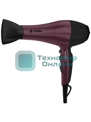 Фен Delta DL-0937 черный/бордовый, 2000 Вт, ионизация