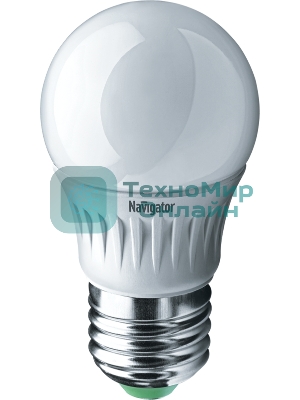 Лампа светодиодная Navigator NLL-P-G45-5-230-2.7K-E27 5Вт шар 2700К теплый белый E27 330лм 220-240В
