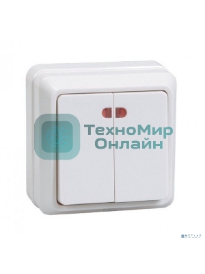Выключатель 2-кл. ОП ОКТАВА с инд. 10А IP20 ВС20-2-1-ОБ белый IEK EVO21-K01-10-DC