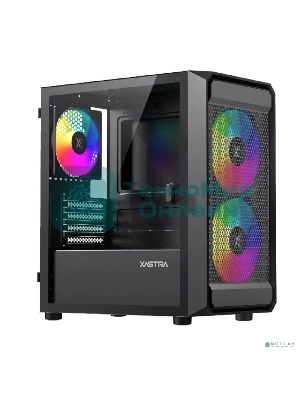 Компьютерный корпус XASTRA A303M 3ARGb Black mATX/Mesh/ tempered glass / 2x140мм + 1x120мм ARGb PWM fans/ Door/ A303M-2FC14A-1FC12A-D