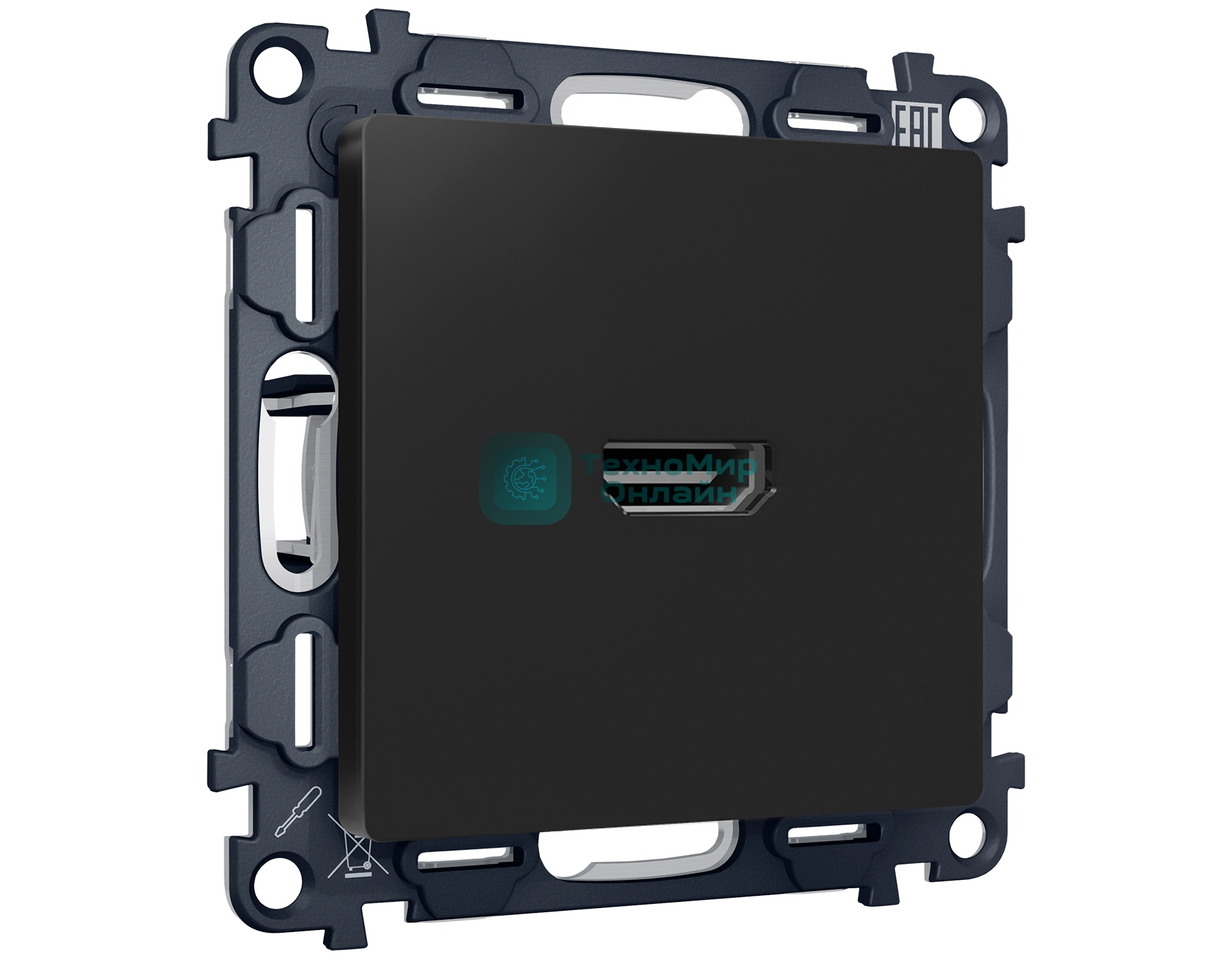 Комплект механизма розетки HDMI 2.0 ALFA Черный матовый 40V/500mA 2.0GHz 5-18Gbit/s QUANT (AP8140, VM222) MA814010