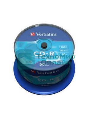 Диск CD-R Verbatim 700Mb 52x Cake Box (50шт) (43351)