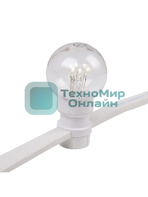 Гирлянда Neon-night LED Galaxy Bulb String 10м, белый каучук, 30 лампx6 LED теплый белый, влагостойкая IP65