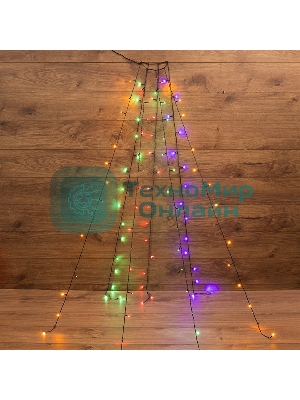 Елочная гирлянда с кольцом Neon-night 7 нитей по 1,5 метра, цвет диодов мультиколор, не соединяется