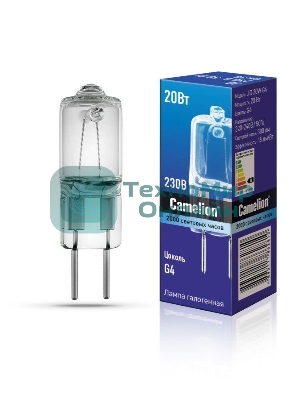 Лампа галогенная JD 20Вт капсула g4 2850К 240В g4 Camelion 10405