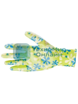 Перчатки садовые Palisad из полиэстера с нитрильным обливом, зеленые, S