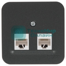 Розетка компьютерная 2-ая компьютерная RJ45, кат.5E, изол. пластина SE Blanca наруж Антрацит