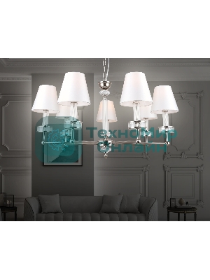 Люстра Ambrella light LH71003/7 BN/WH никель/белый E14*7 max 40W D820*1130