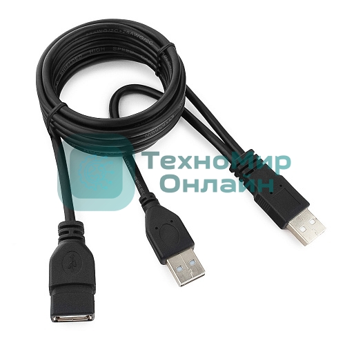 Кабель удлинитель USB 2.0 2xAM/AF 1.8м Gembird PRO, позол.конт., черный, пакет